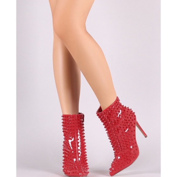 Size 10 Available. Red Studded Booties. - Picture 8 of 8